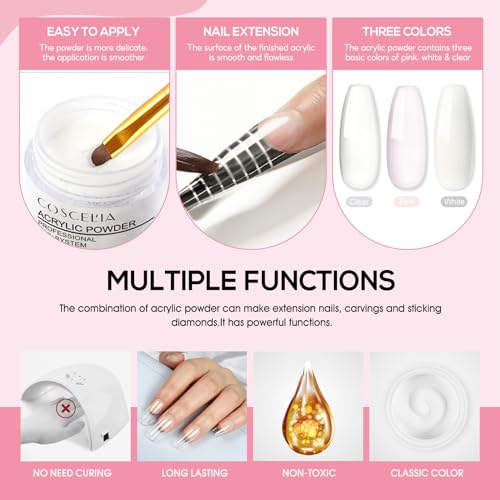 Coscelia Acrylic Nail Kit For Beginners With Everything Professional Nail Kit Acrylic Set With Drill And U V Light 36Pcs Decoration Powder Nail Art Rhinestones Diy Starter Kit Diy Gifts For Women thumb #3