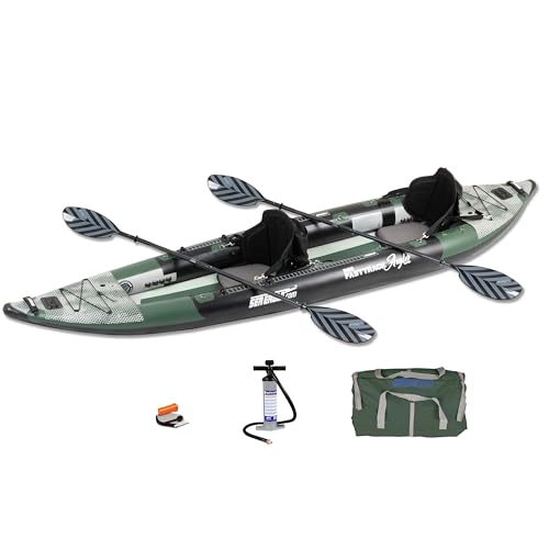 385FTA Fasttrack Angler 1–2-Person Inflatable Green Fishing Kayak-Rigid Keel, Drop Stitch Floor w/Seat(s), Paddle(s), Pump & Bag (385FTA Fasttrack Angler Pro Angler Kayak)