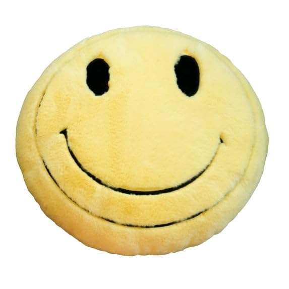 Urban Lifestyle Happy Face Decorative 18' Throw Pillow, Soft Plush Emoji Cushion for Living Room, Bedroom, Couch or Office
