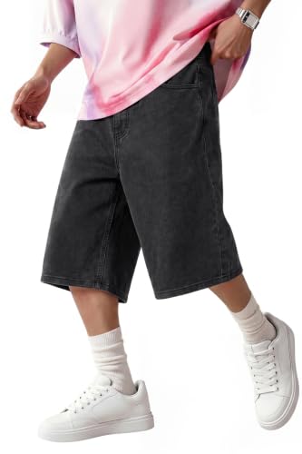 Heyfanee - Heyfanee Mens Baggy Jean Shorts - Below Knee Long Loose Fit Jorts, Black, Size 42 - Best Deal on Amazon