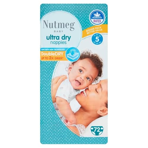 Nutmeg Baby Ultra Dry Size 5, 72 Nappies