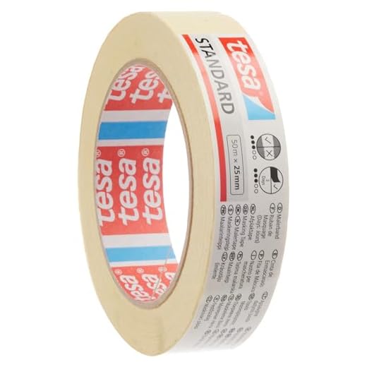 tesa Cinta de Pintar STANDARD , Cinta de Pintor, Removible Sin Residuos hasta 2 Días Después, Sin Disolventes , Ancha, 50 m x 25 mm