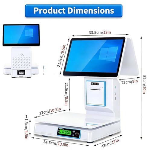 Caja registradora con Sistemas TPV, Caja registradora Inteligente Todo en uno con IA para pequeñas Empresas, con Pantalla táctil de 15,6", cajón de Efectivo, Impresora de 58 mm