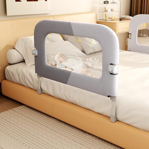 Image of Baby Bed Rail Guard for Toddlers - 32'' U Shaped Extra Large Reinforced Swing Down Foldable Toddler Bed Rails for Kids - Safety Baby Bed Rail Guard Great Fit for Kids Twin,Full,Queen,King Size Bed