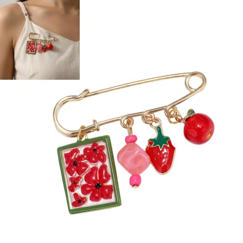 Broche fruit fraise peinte à la main, un bijou poétique unique - 2