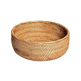 LUYSGBXR Serviertablett Gewebte Tablettbox, rund, gewebt, Rattan, Aufbewahrungskörbe, Heim, Esstisch(A L 26x10.5cm)