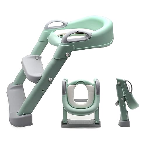 SMT- Green Toddler Potty Training Seat Ladder Step Toilet Girl Chair Infant Kids Bathroom Trainer [P/N: ET-BABY002-GREEN]