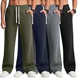 Mumucove 4 Pack Boys Baggy Sweatpants Open Bottom Drawstring Elastic Waist Athletic Pants with Pockets 7-16 Years Kids Teen(Army Green, Navy Blue, Mixed Gray, Black,9-10 Years)