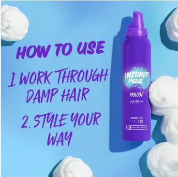 Newly Instant Freeze Sculpting Mousse, Mousse for Curly Hair, Straight Hair, and Wavy Hair, For unisex 6 oz (1 Pack, Packaging May Vary)