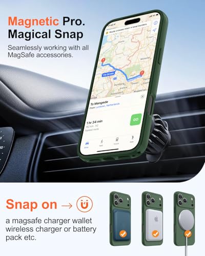 Image of Magnetic for iPhone 17 Pro Max Case,Shockproof Matte Cover,Dark Green | with Screen Protector,Compatible with MagSafe,Military Grade Drop Protection,Full Camera Protection,Non-Slip Design Case