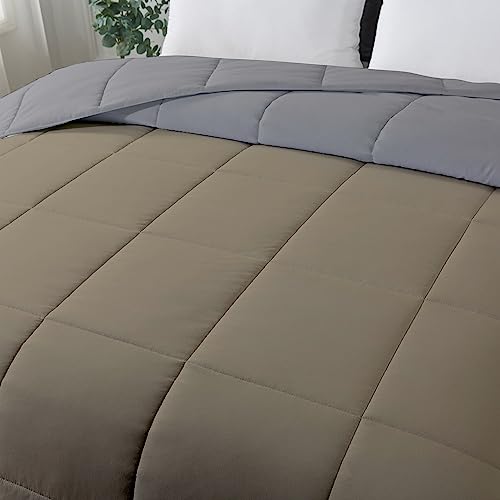 Image of Razzai Restful Sleep Microfiber Summer Season Ac Reversible Comforter 220 GSM (90 inch x 90 inch Inches /228cm x 228cm) - Queen Size Comforter|Silver /Beige|