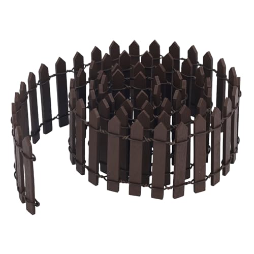 Mini Fairy Garden Fence, 35.43in Long Wooden Decorative Picket Fence Micro Landscape Ornaments for Dollhouse Crafts Diorama Project Plant Pot Decoration (Brown)