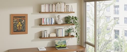 Image of ROGMARS 36 Inches Long Walnut Floating Shelves