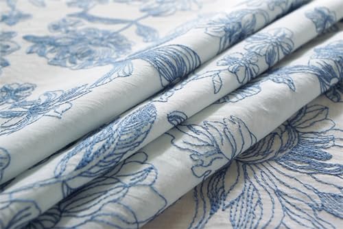 Nappe de table KnSam en coton brodé 140x260cm avec volant