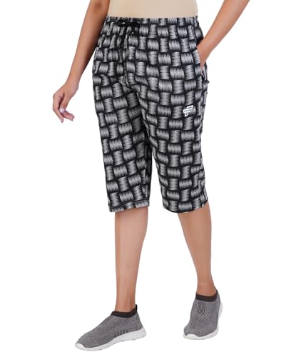 Image of FEEL TRACK Women Cotton Regular Fit Printed Capri (Pack of 1)