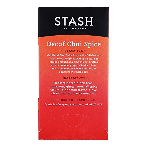 Stash Tea Decaf Chai Spice Tea 18 Count Tea Bags (Packaging May Vary) Individual Decaffeinated Black Tea Bags, Use In Teapots Mugs Or Cups, Brew Hot Tea Or Iced Tea #TOP2