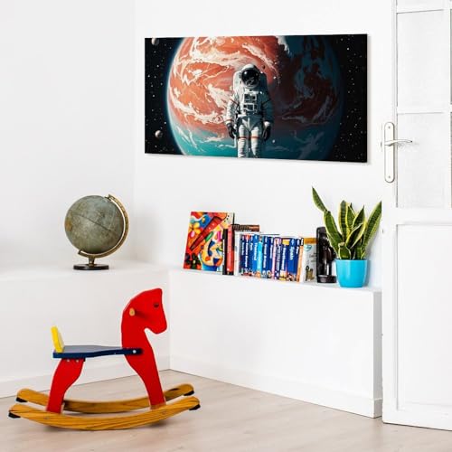 Toile astronaute solitaire haut de gamme, tableau salon 50,8x101,6 cm