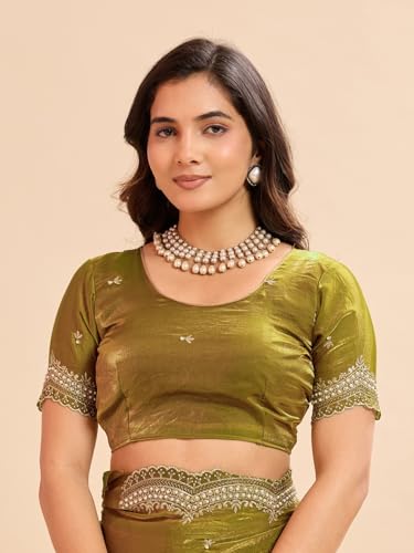 Image of Embellished Embroidered Pure Chiffon Heavy Work Saree