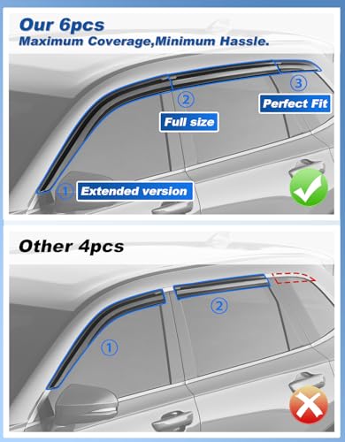 Image of 6-PCS Extra-Thick Rain Guards Fit for Honda CR-V CRV 2023 2024 2025 2026 Extra Durable Tape-on Window Rain Guard Window Deflectors Vent Shades Window Visor Vent Visors Exterior