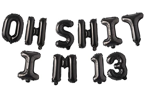 Image of Oh I'm 13! Latex Balloons 16 Inch Black Hallo Thirteen Cheers to 13 Years Old Theme Decor for Man Woman Happy 13th Birthday Party Photo Studio Prop Flag Decorations Favors Supplies