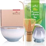 Teezeremonie-Set mit hochwertiger Matcha-Schale und echtem Bio Matcha aus Japan (Moya)