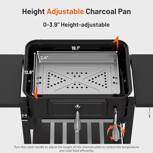 Image of KEYO GRILL 24-Inch Barrel Charcoal Grill, Dual Venting System Outdoor BBQ Grill with Height Adjustable Charcoal Pan, Foldable Side Tables Outdoor Large Barbecue Grills for Backyard and Camping.