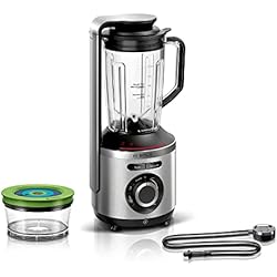 Batidora Al Vacío Amazon Bosch Hogar Bosch MMBV622M VitaMaxx - Batidora de vaso al vacío, con potencia de conexión 1000W, color plata, incluye Jarra de plástico tritán 1,5L y recipiente de vacío 0,75L