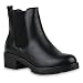Produktbild Stiefeletten Damen Chelsea Boots Profilsohle Blockabsatz Leder-Optik Booties Schuhe 122863 Schwarz 39 Flandell