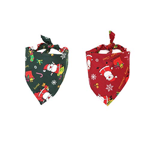 Dog Bandana,Christmas Dog Bandana Christmas Halloween Thanksgiving Dog Bandana Bibs Triangle Pet Scarf Plaid Painting Dog Bandana Small, Medium Sized Dogs Cats Boy Girl 2 Pack