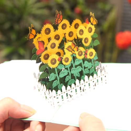 Cute Popup - Anniversary Pop Up Card, Happy Birthday Card, Beauty Of Sunflower Card, Mother's Day Card, Cards Thinking Of You, Get Well Soon Card, Wonderful Sunflower Card For Mom, Grandparents On Any Occasion #TOP1