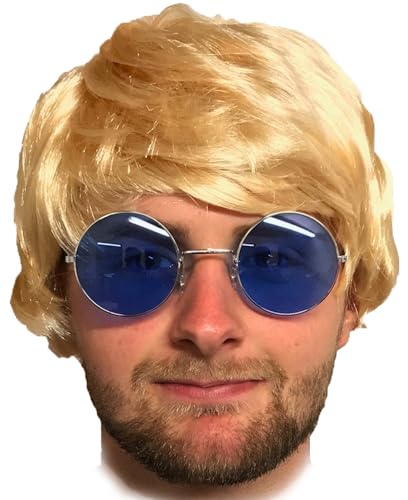 Mens Adult Boyband Wig Fancy Dress Short Wigs Pop Party Costume 60s 70s 80s (Blonde)