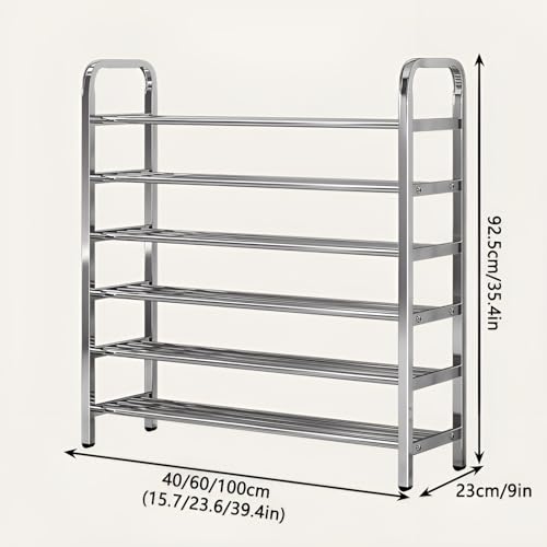 Étagère à chaussures 6 niveaux en acier inoxydable de 60cm