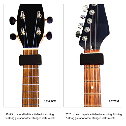 Rockhouse String Muter, Universal Guitar Fret Dampener, String Wraps For 4-String, 6-String Instruments Black 2-Pack(Small, Medium) #TOP6