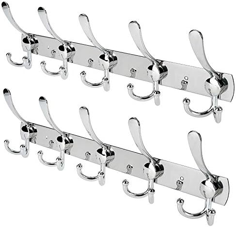 WHITGO Wall Mount Coat Hook, 2 Pack 15 Hooks Stainless Steel Coat Hangers Rack Robe Hat Clothes Hook Wall Coat Rack Hooks