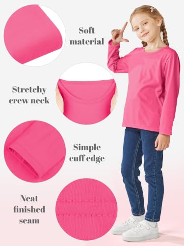 Image of Cooraby 5 Pack Girls Long Sleeve Tees Girls' Soft T-Shirts Kids Basic Crewneck T-Shirts Top for Teen Youth Girls, 2T-16Y
