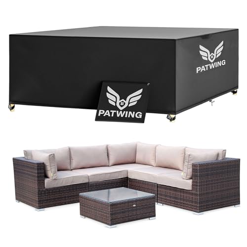 PATWING Funda Muebles Exterior Impermeable,600D Oxford Funda Mesa Jardin Impermeable,Resistente Al Viento Los Rayos Anti-UV Antipolvo Funda Protectora Muebles Jardin (170*94*70cm)