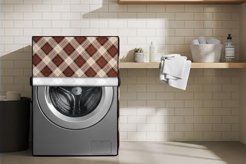 Image of Stylista Washing Machine Cover Compatible for Bosch 8 kg Front Load WAT24463IN Checkered Pattern Beige