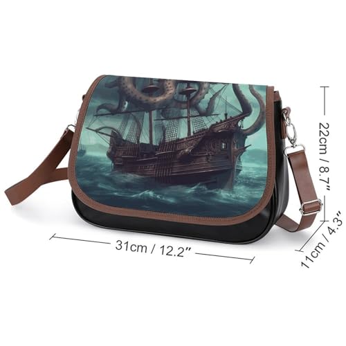 Octopus Ship Laptop Tote Bag Leather Computer Bags Lined Shoulder Purse Purses And Handbags Business Office Work Bag Top Handle Handbag for Women2