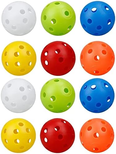 Practice Golf Balls Plastic 12 Pack ,Perforated Colored Golf Balls for Backyard,42mm Limited Flight Golf Balls Airflow Hollow Golf Training Balls,Swing Practice Indoor&Outdoor(mixed color)