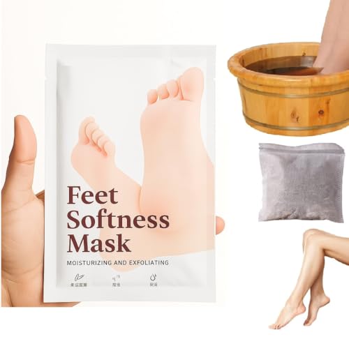 Image of Deep Cleansing Foot Mask for Dry Cracked Feet | FREE Natural Ginger & Bamboo Vinegar Patches for Toxin Removal, Pain Relief, Better Sleep & Circulation for Men & Women | (Foot Mask & Foot Soak)