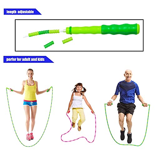 Image of Polypropylene Soft Beaded Adjustable Tangle - Free Segmented Skipping Rope (Green and Purple) -2 Pieces