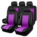 New arrival- car pass skyline PU leather car seat covers - universal fit for cars, SUV, vehicles (11pcs, black with purple)