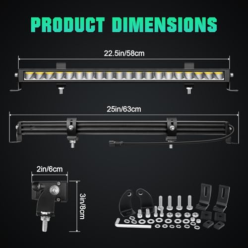 Barra LED 23 pulgadas para camiones con cable incluido de 12/24V 3