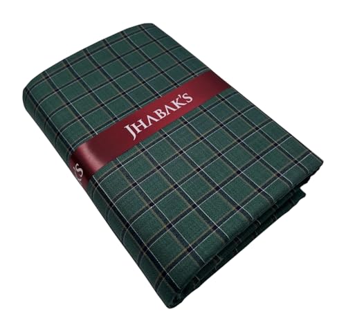 Image of JHABAK'S Cotton Blend Unstitched Checkered Fabric for Men - 2.35m Shirt Piece / 3m Kurta Piece - Width 36 Inches