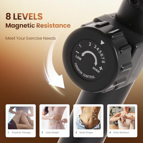 Recumbent Exercise Bike, Stationary Bike, Exercise Bikes for Home with 8 Levels Magnetic Resistance, 300 LBS Weight Capacity, LCD Monitor, Heart Rate Handle and Device Holder - Thumbnail 2