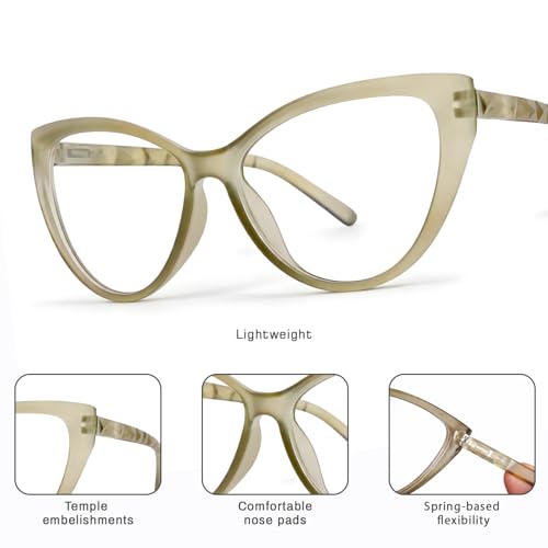 Image of Blue Light Blocking Cat Eye Glasses for Women Transparent Frame Anti UV Protection Zero Power Computer Glasses Lightweight Optical Frame