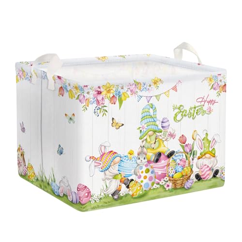 Clastyle Cestos Almacenaje Infantil Semana Santa Cesta Ropa Sucia Conejo Huevo para Habitación Bebé Dormitorio Cajas de Almacenaje Juguetes para Chico Chica,Flor,40 * 30 * 30 cm