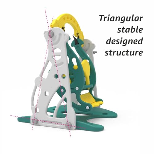 Image of Amazon Brand - Solimo (Penguin) Swing for Indoor & Outdoor Use I Swing for Age 1-4 Years I Ideal for Boys & Girls | with Climbing Frame and Basketball | Easy Assembly (Yellow & Green)