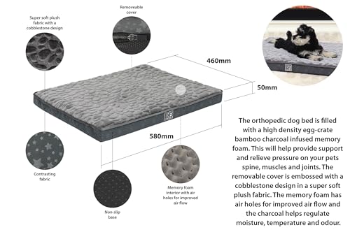 Bestfor Orthopedic Washable Pet Bed Sofa - Memory Foam Pillow Mattress with Bamboo Charcoal, Anti-Odor, Calming Comfort Cushion for Dogs, Cats -, Anti-Skid Bottom Small - Image 3