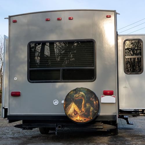Image of Delerain Spare Tire Cover Dinosaur Camping Wheel Covers Waterproof Dust-Proof UV Sun Universal Fit for Trailer RV SUV Truck and Many Vehicle (17 Inch for Diameter 31 inch-33 inch)